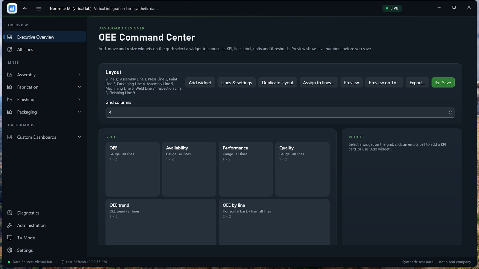 Dashboard Designer grid editor